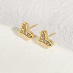 Gold color / 1 Pair Delicated Sweet Style Irregular Heart Shape Stainless Steel  Gold Color Inlay Rhinestone Women's Stud Earrings Picture3